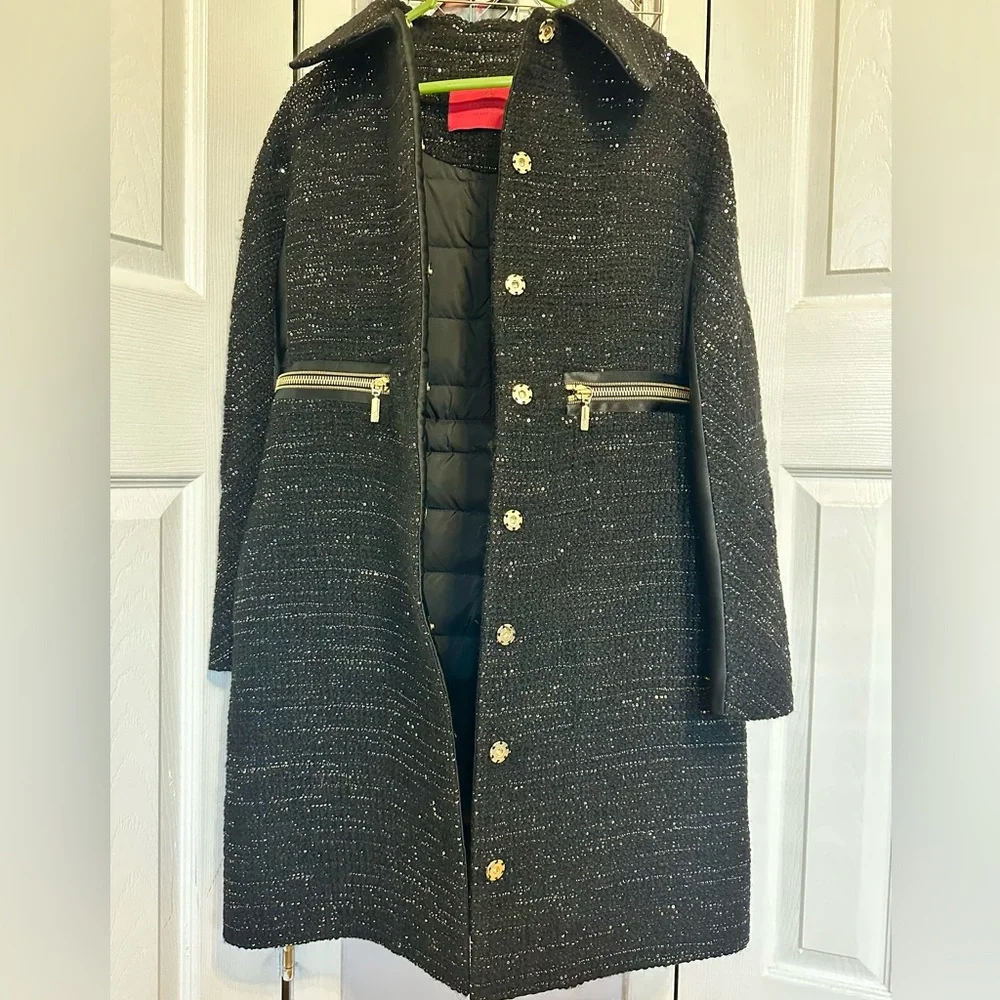 Moncler Gamme Rouge Limited Edition Sequin Statement Coat – Size 0 Black & Gold✨ - Picture 4 of 9